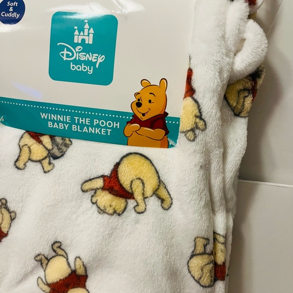 Disney Baby Winnie the Pooh Baby White Nursery Blanket Hunny Honey Bees - Picture 6 of 12
